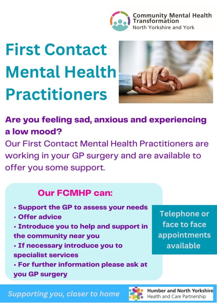 first contact mental health practitioners poster